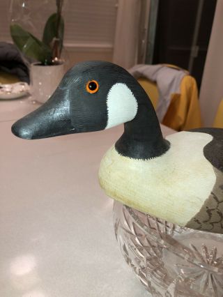 RARE Vintage Hand Carved Wood Signed Duck Decoy Canada Goose Sport Hunting 2