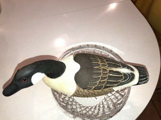 RARE Vintage Hand Carved Wood Signed Duck Decoy Canada Goose Sport Hunting 4