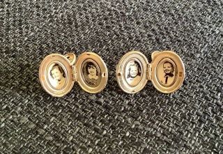 Vintage Sterling Silver Oval Lockets Cuff Links (pictures Of Children)