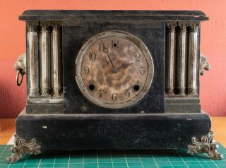 Antique Sessions Wood Cased Shelf Mantel Clock For Restore Or Parts