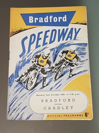 Bradford V Cradley Speedway Programme 2nd October 1961 Rare
