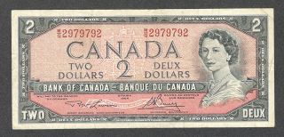 1954 Radar $2.  00 2979792 Rare 3 - Digit Key Bank Of Canada Qeii Two Dollars