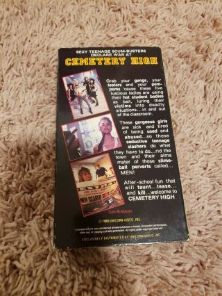 CEMETERY HIGH 1988 Horror VHS Unicorn Slasher Comedy RARE 5