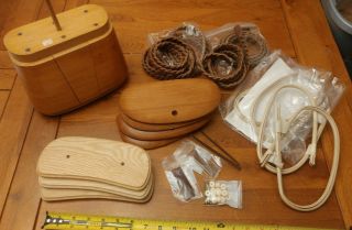 Nantucket Creel Basket Purse Kit 8 " Puzzle Mold,  Base,  Handle Leather Strap Rare