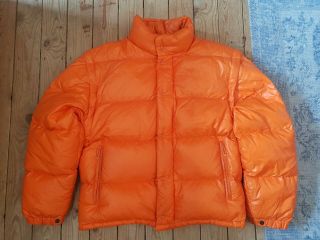 Rare Vintage Moncler Grenoble Shiny Orange Down Puffer Jacket Coat Size 1
