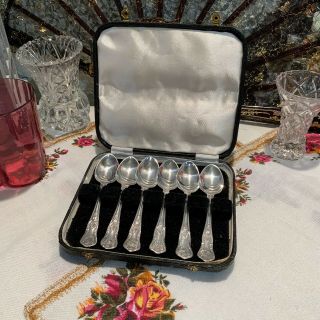 Set Of 6 Vintage Silver Plated Teaspoons Boxed Kings Pattern Tableware
