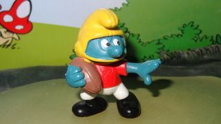 Smurfs American Football Smurf With Unpainted Number 20132 Rare Vintage Figure