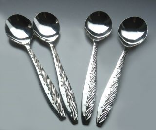 Pretty Set 4 Vintage Silver Plated Round Bowled Coffee Spoons - Angora