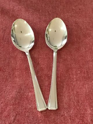 Great Set Of 2 Viners Harley Design Silver Plate Serving Spoons 19.  75cm