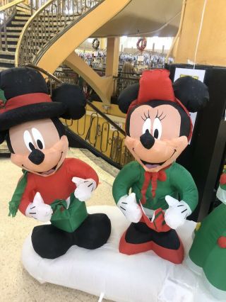 RARE Gemmy Mickey Minnie Mouse Goofy Christmas Tree Inflatable Airblown 2