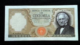 1970 Italy Rare Banknote 100000 Lire Manzoni Vf,  /xf