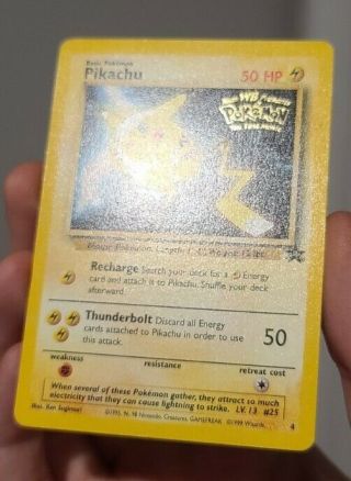 Pikachu 4 - Black Star Promo Rare - Pokemon Movie Card WOTC - Warner Brothers 2