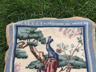 VINTAGE Margot TAPESTRY EMBROIDERED PICTURE NEEDLECRAFT complete PEACOCK BIRD 2