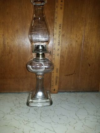 Rare Unusual Square Antique Kerosene Oil Lamp In