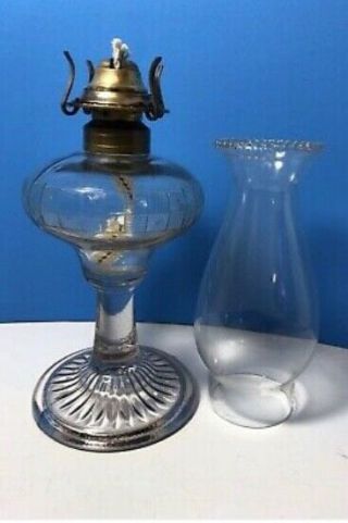 3 Antique Vintage Decorative Clear Glass Oil Kerosene Hurricane Lamp One Price