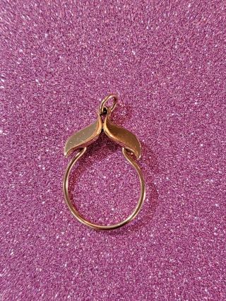 James Avery Vintage Rare Retired 14k Yellow Gold Whale Tail Charm Holder/pendant