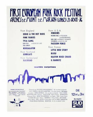 First European Punk Rock Festival /rare Flyer Nick Lowe Richard Hell 1976 Poster