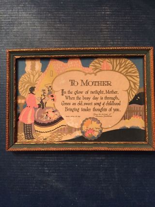 Vintage 1927 Buzza Motto Framed - To Mother - Art Deco - Lawrence Hawthorne