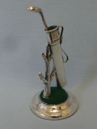 Rare Antique Silver Combined Hat / Pin Cushion & Ring Tree,  With Golf Bag