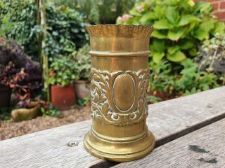 Small Brass Vase Pot Pencil Holder.  Trench Art Style