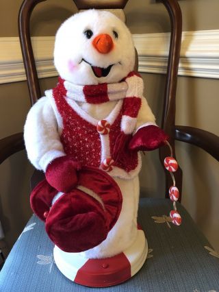 Gemmy Spinning Snowflake Snowman “peppermint Twist” Rare Fully.  2005