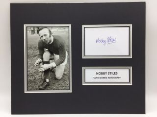 Rare Nobby Stiles Manchester United Signed Photo Display,  Autograph