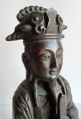 Rare Old Chinese Bronze Temple God / Buddha Statue - Character Marks On The Back