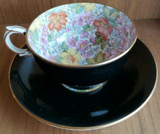 Rare Vtg Bartley International Bone China Tea Cup & Saucer Hand - Painted Floral