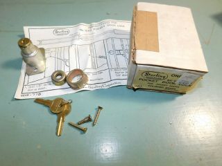 Rare Vtg John Sterling Pocket Door Hardware Mortise Lock Key Nos