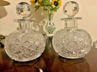 Matching American Brilliant Period Decanters,  Ca.  1900 - - Rare To Find A Pair