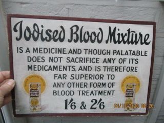 A Rare Vintage Showcard Shop Advertising Sign - Iodised Blood Mixture - C1920.