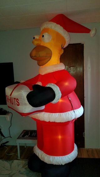 Gemmy Santa Homer Simpson D ' OH NUTS Box 8 ' Airblown Inflatable 2002 VERY RARE 4