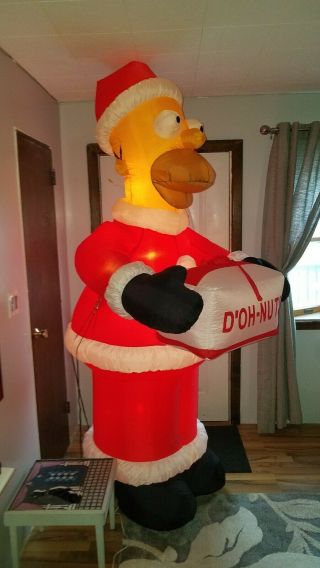 Gemmy Santa Homer Simpson D ' OH NUTS Box 8 ' Airblown Inflatable 2002 VERY RARE 5