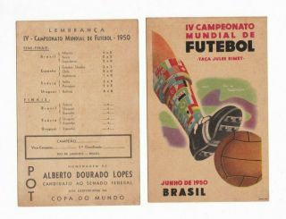 1950 Fifa World Cup Final Round Fixture Programme / Poster Single Card Very Rare