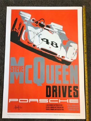 Very Rare Steve Mcqueen Drivers Porsche Poster Signed Jacky Ickx
