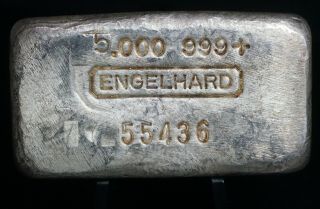 Vintage Engelhard 999 Five Ounces 5 Oz Pure Fine Silver Bar - Rare - Ii