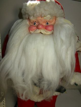 Vintage Antique Santa Claus Plush Stuffed Doll Rubber Face Rare 50 