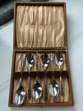 Vintage Set 6 Apostle Tea Spoons Epns Silver Plated Box