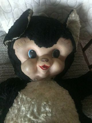Vintage Rushton Rubber Face Chubby Tubby Doll Panda Bear Toy 17” Rare.