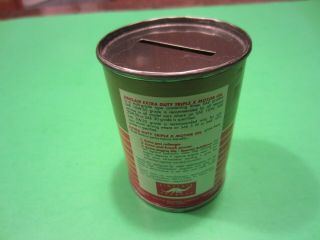 Vintage Sinclair Extra Duty Triple X Tin Can Bank Paper Label 3 