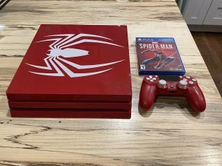 Playstation Ps4 Pro 1tb Limited Edition Spider Man W/ Game,  Controller - Rare