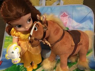 Disney Princess Belle Animator Doll With Mrs Potts And Her Horse Phillipe Rare