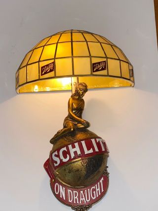 Vintage 1971 Schlitz Beer Tiffany Ladies On Top Bar Light Pub Sign Rare