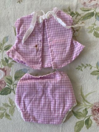 VINTAGE TAGGED Top & Pant For Linda Baby DOLL - Mauve and White Check Sun Suit 2