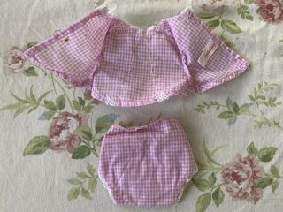 VINTAGE TAGGED Top & Pant For Linda Baby DOLL - Mauve and White Check Sun Suit 3