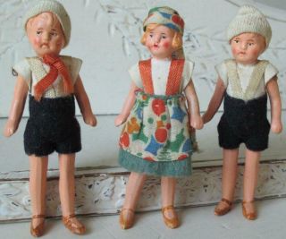 Antique Bisque German Dollhouse Dolls Boys & Girl