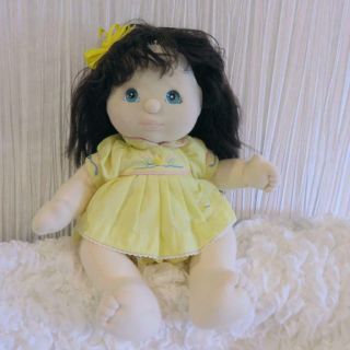 Vintage 1985 Mattel My Child Baby Doll With Dark Hair And Turquoise Eyes