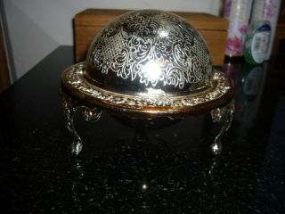 Vintage Engraved Globe,  Silver Coloured Ashtray / Dish,  Very Attractive.
