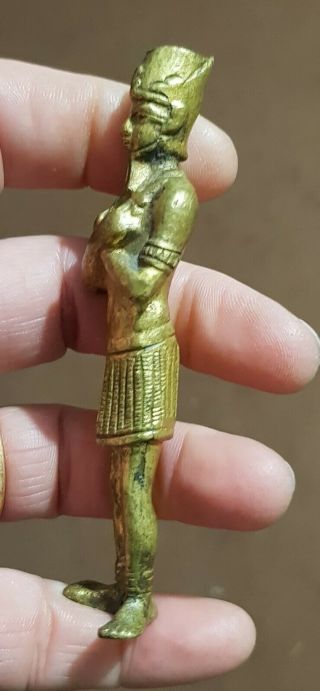 Antique 19th Century Victorian Miniature Gilt Brass Egyptian Pharoah.  C.  1870