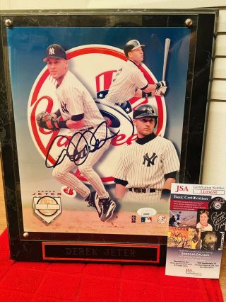 York Yankees Derek Jeter Signed Authentic 8x10 Photo Framed Jsa Hof Rare